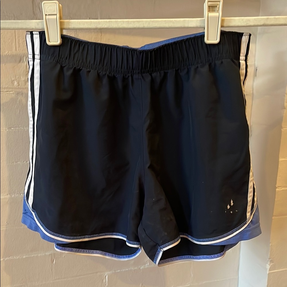 Women's Adidas Black and Blue Athletic Shorts